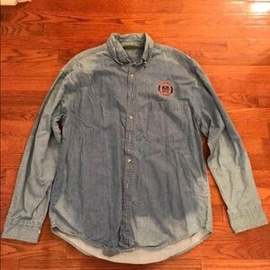 VINTAGE 80S DENIM SOUTHWESTERN BELL SHIRT BLUE TWO TONE WASHED